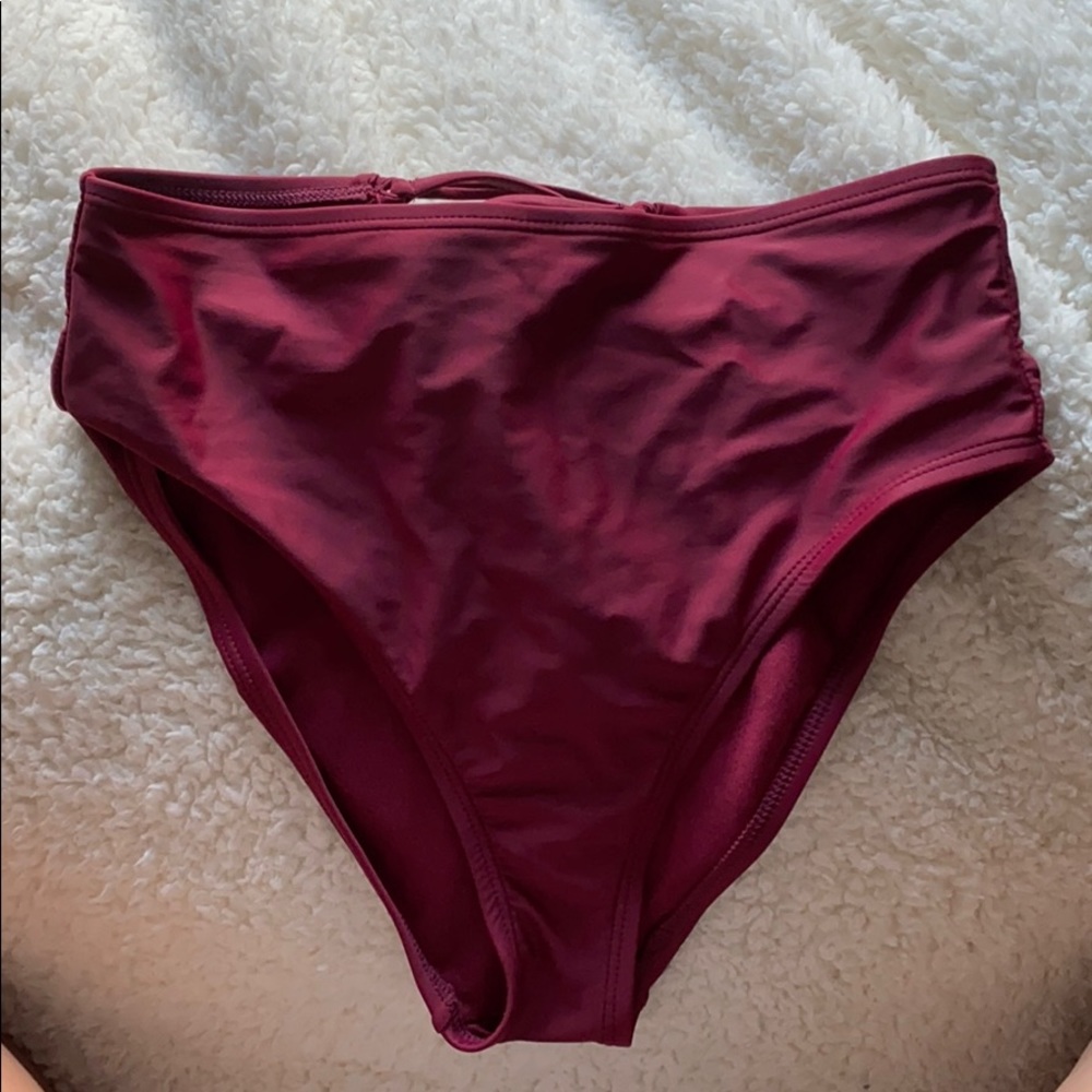 high waisted maroon bikini bottom